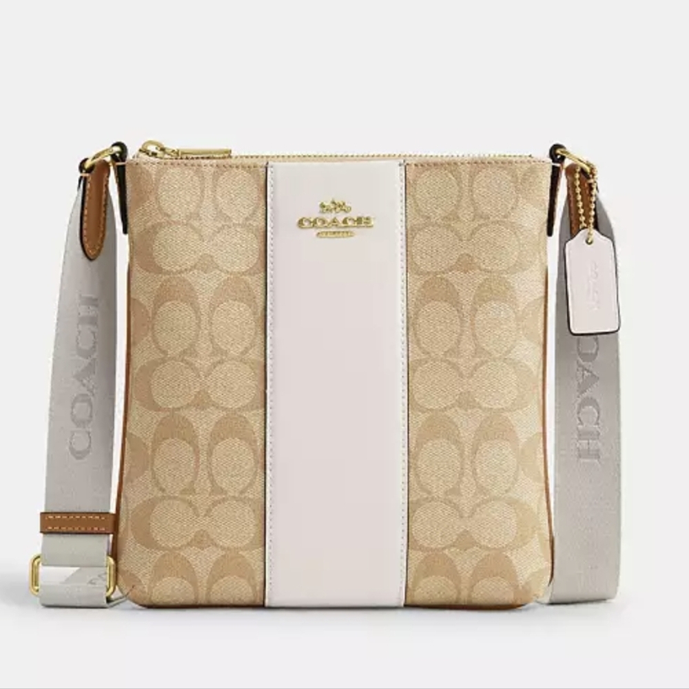 Mini Rowan File Bag In Signature Canvas With Stripe & Cross Grain